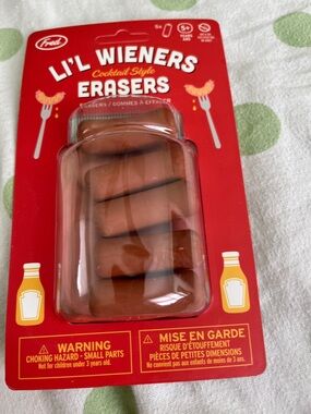 Fred Li'l Wieners Cocktail Style Erasers - Brown and Red Packaging